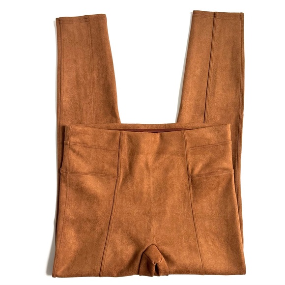 Spanx Faux Suede Leggings Pants in Rich Caramel Size Large - Picture 8 of 17